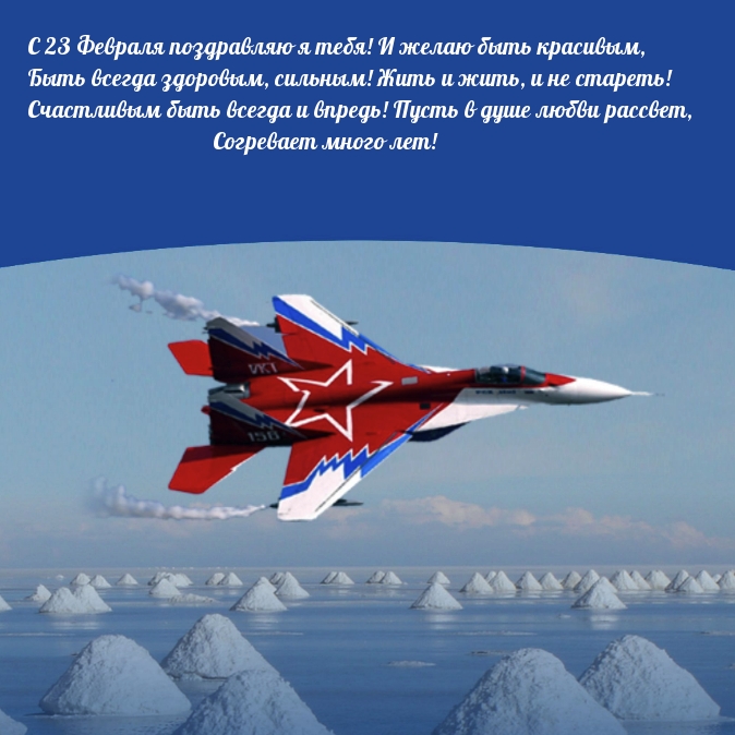 С 23 Февраля поздравляю я тебя! И желаю быть красивым и здоровым!