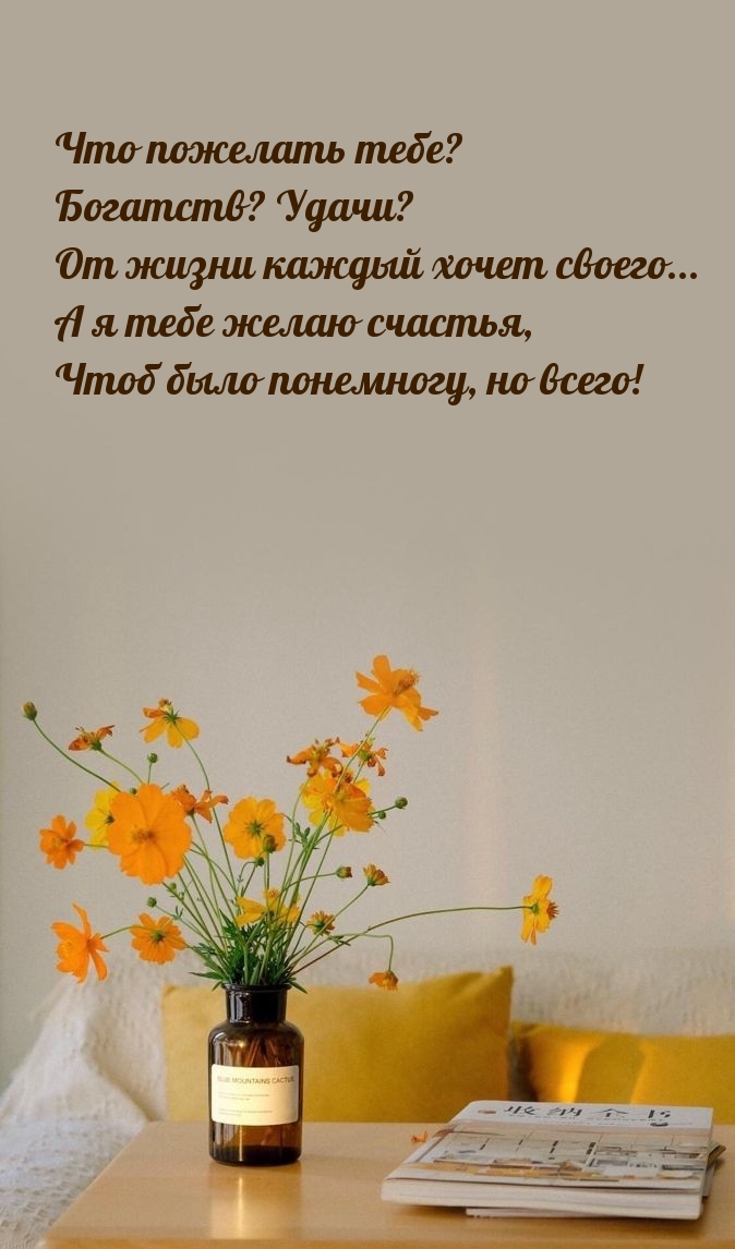 Что пожелать тебе? Богатств? Удачи?
